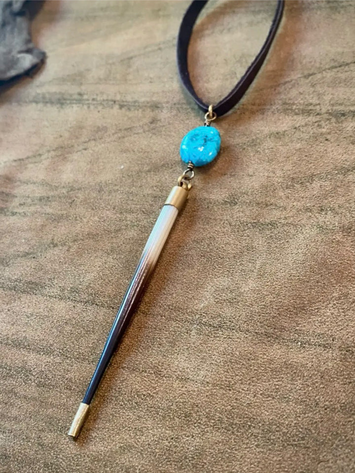 Porcupine Quill & Turquoise Necklace