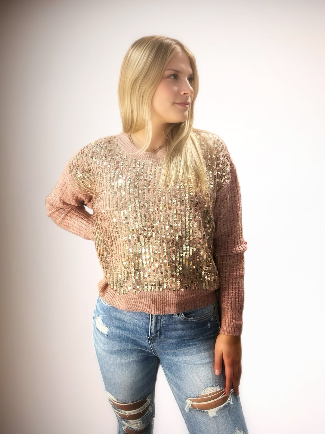 Sequin Marled Sweater - Salt and Grace Boutique