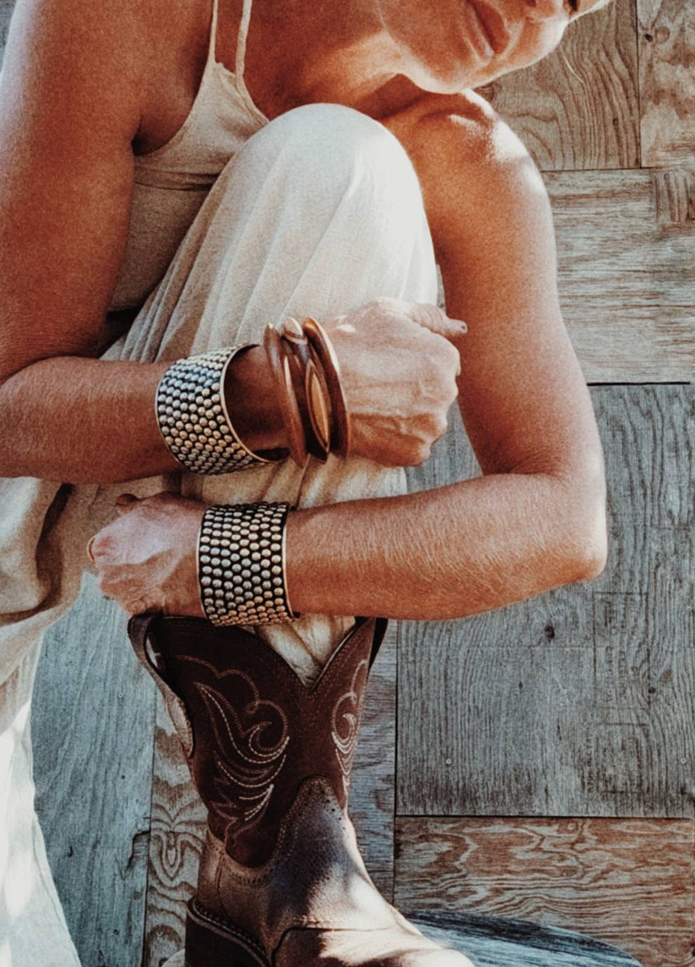 Brass Studded Cuff Bracelet