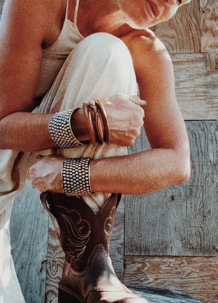 Brass Studded Cuff Bracelet