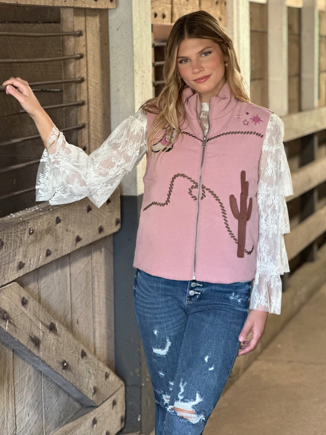 Ruffle Sleeve Lace Layering Top