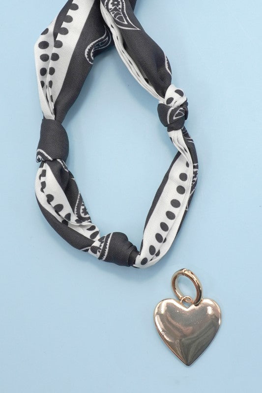 Interchangeable Heart Charm Scarf Necklace