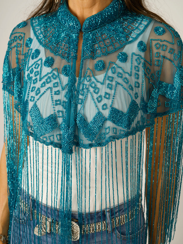 Turquoise Beaded Cape