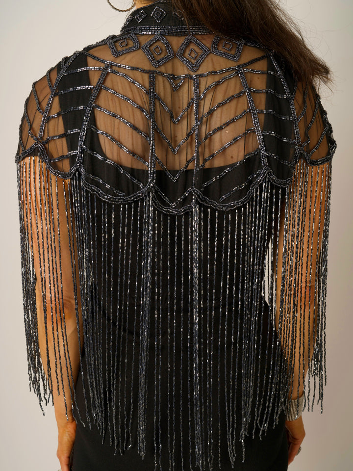 Gun Metal Beaded Cape