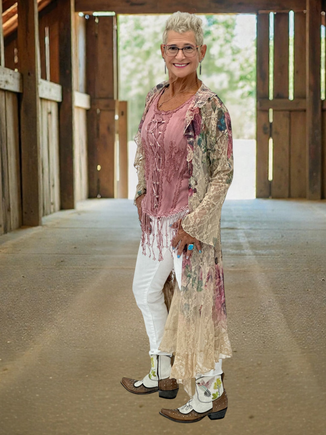 Emily Rose Rhinestone Lace Duster