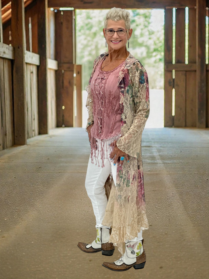 Emily Rose Rhinestone Lace Duster