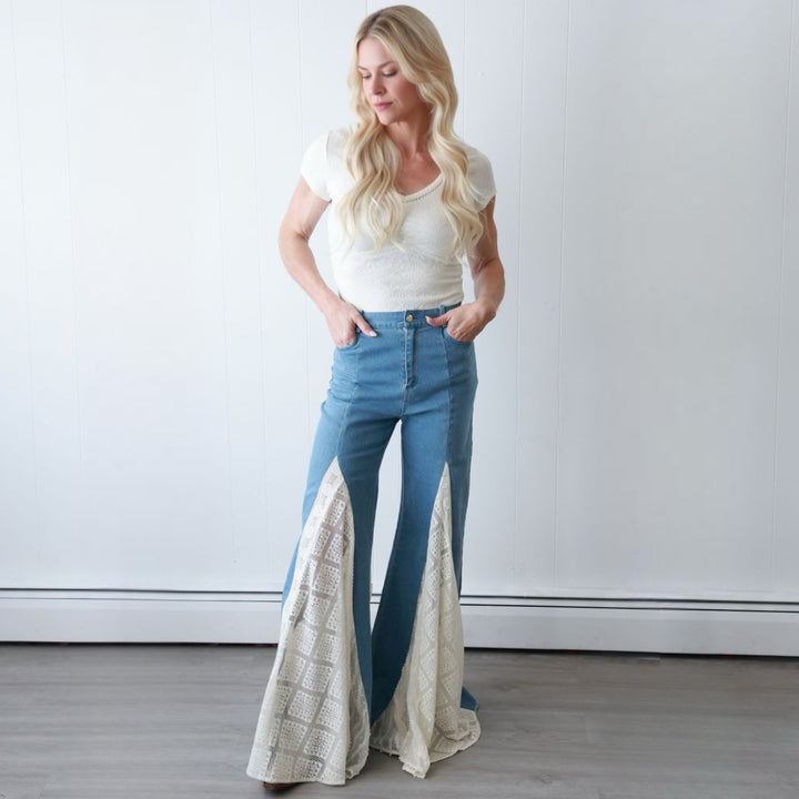 Boho Lace Flare Jeans