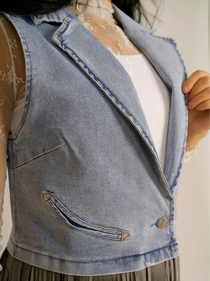 Frontier Flair Denim Fringe Vest
