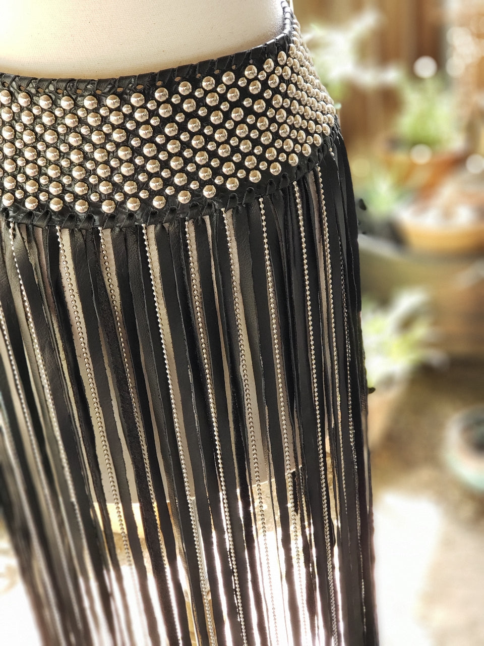 Kurtmen Sturgis Silver Studded Fringe Skirt Western Belt
