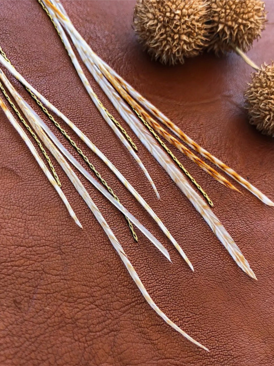 Handcrafted Blond Mini Feather Dangle Earrings