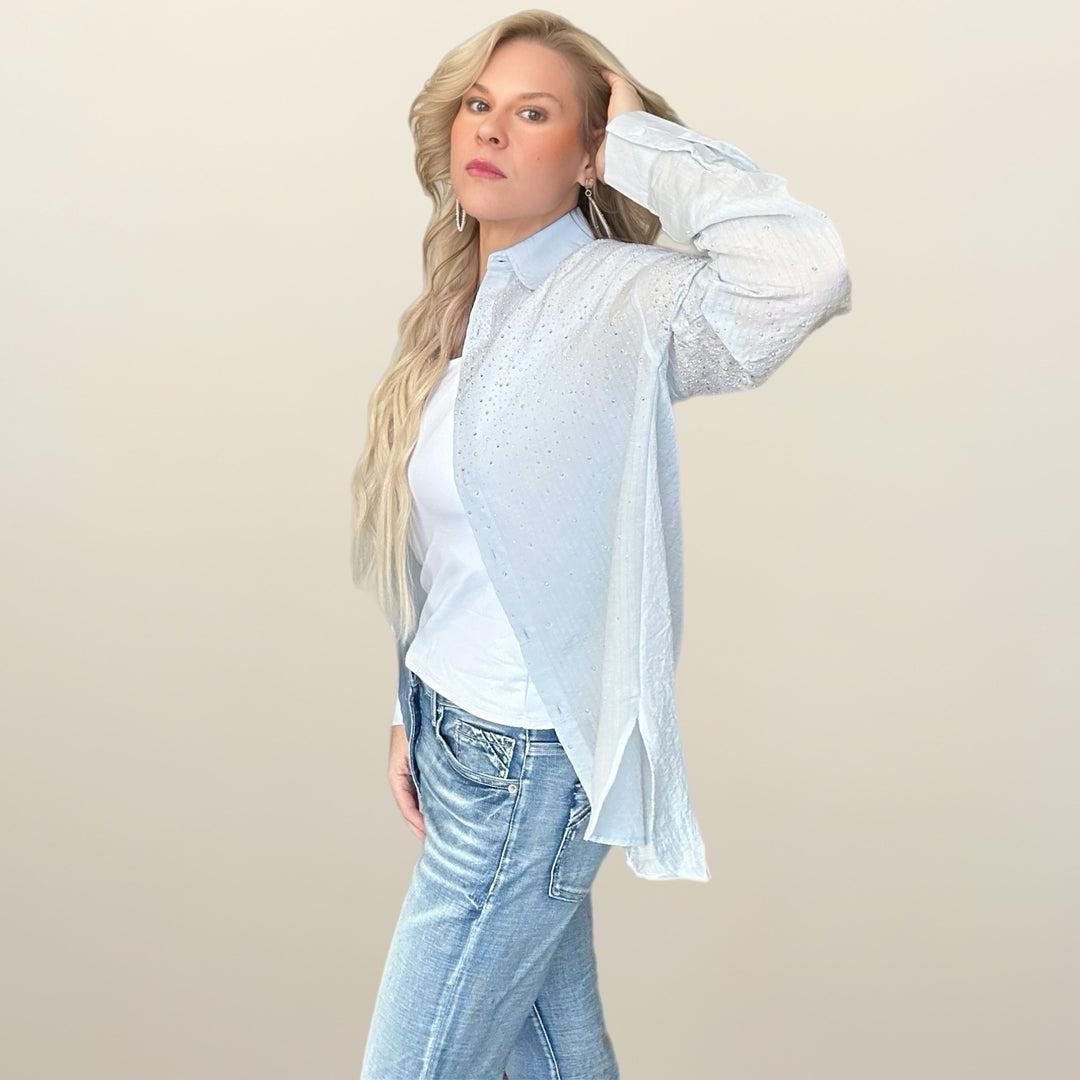 Blue Diamond Button Down - Salt and Grace Boutique