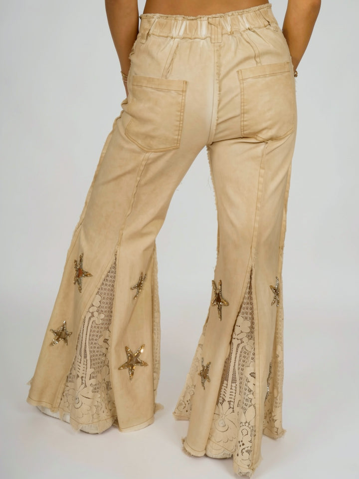 Boho Glam Rhinestone Star Flare Pants