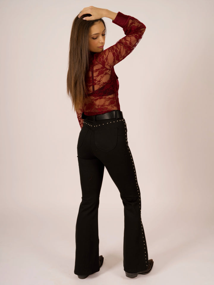 Lace Button-Down Blouse