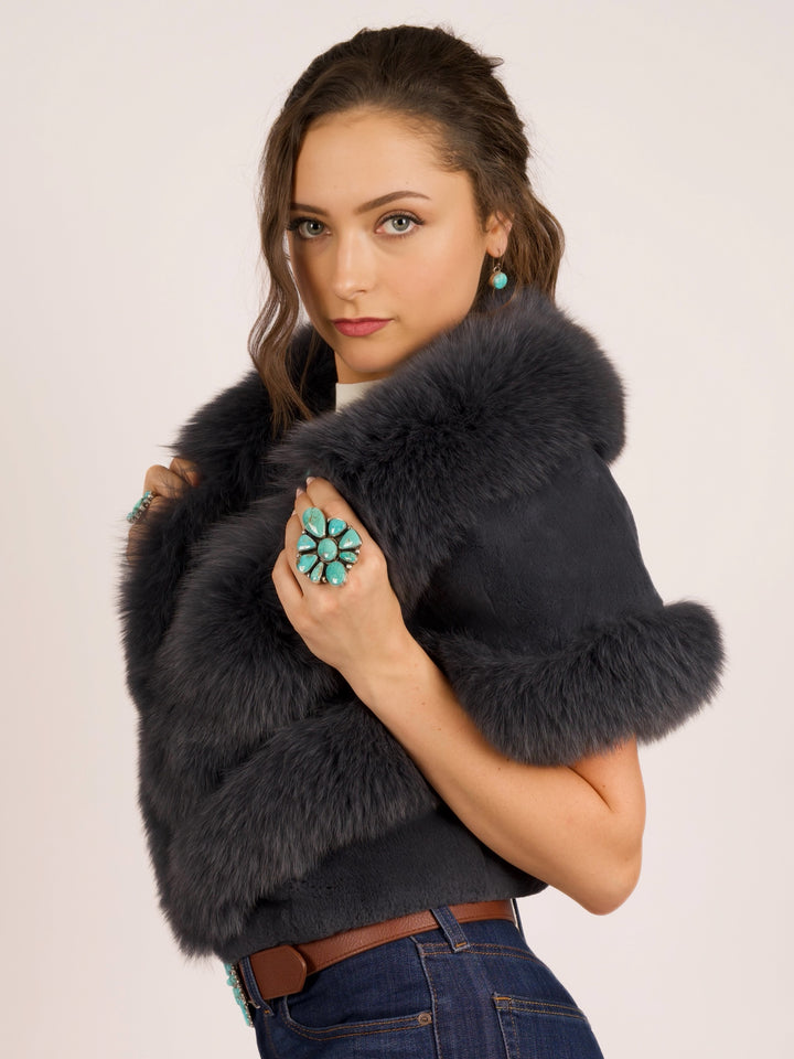 Premium Rabbit & Fox Fur Cape