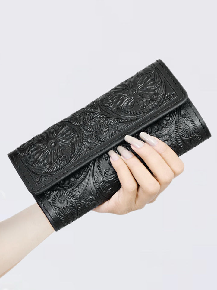 Eclipse Black Tri-Fold Leather Wallet