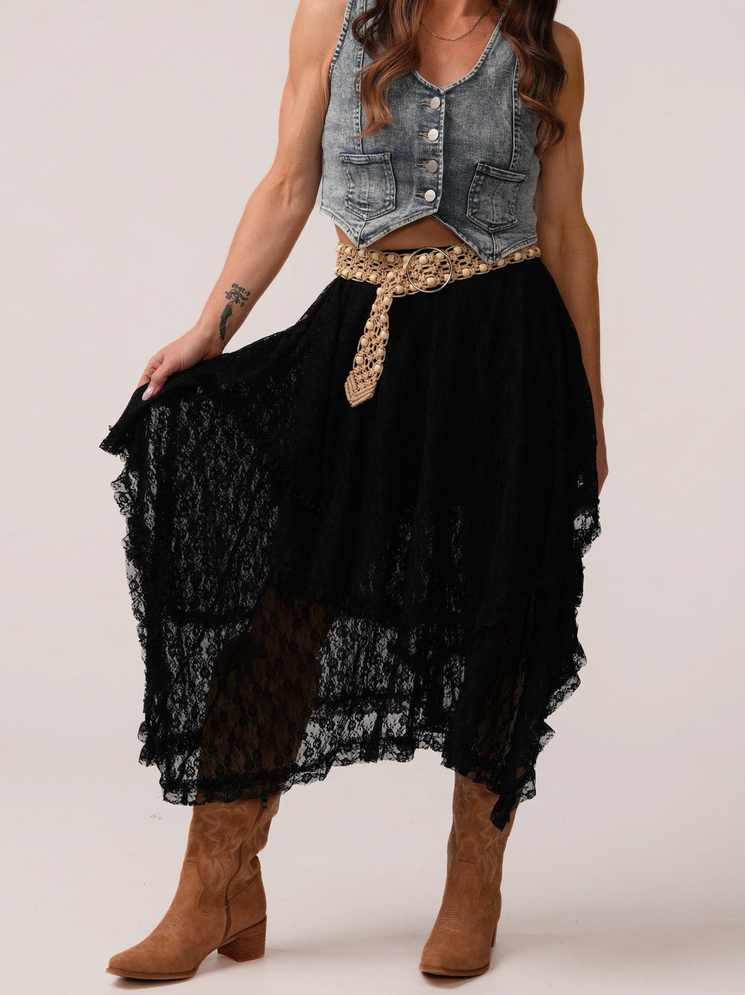 Keep it Country Lace Tiered Midi Skirt