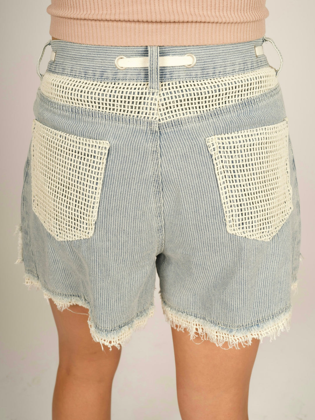 POL Striped Denim Wide Leg Shorts