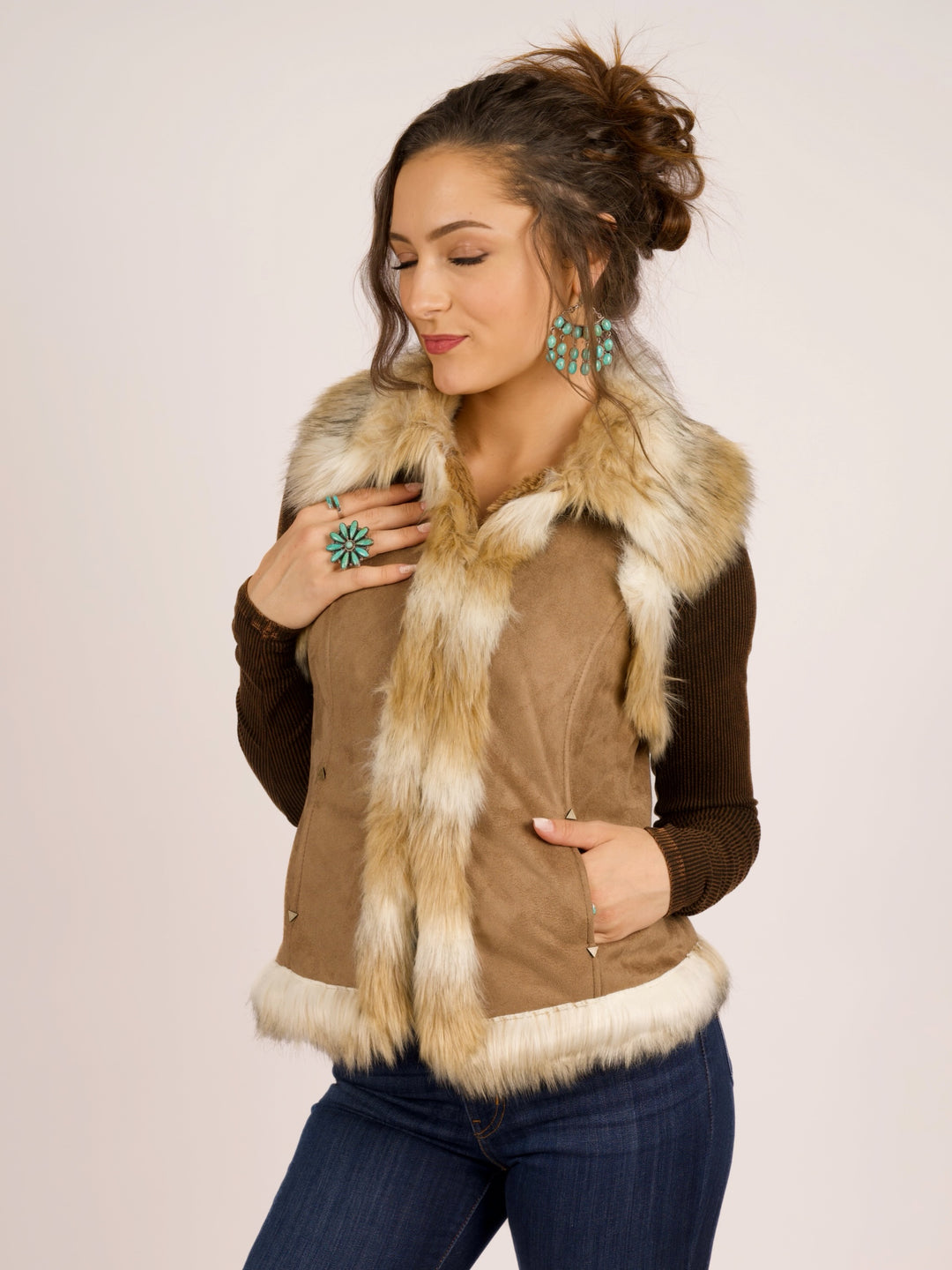 Coyote Creek Faux Suede Fur Vest
