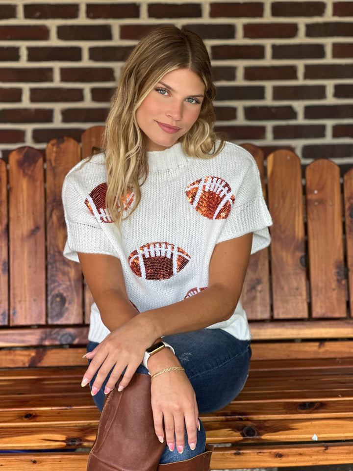 Game Day Sequin Football Top
