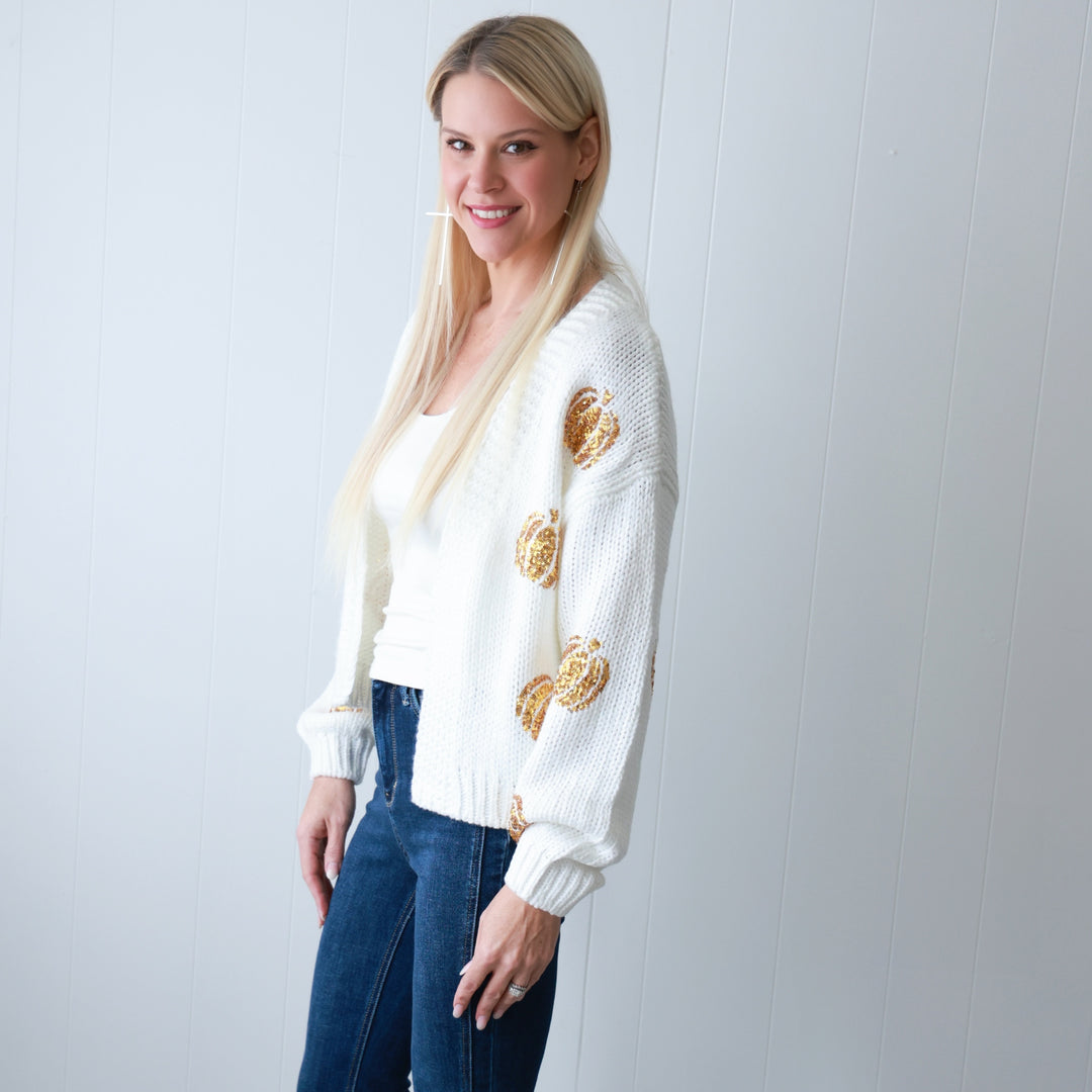 Dazzle me with Pumpkins Sweater Cardigan