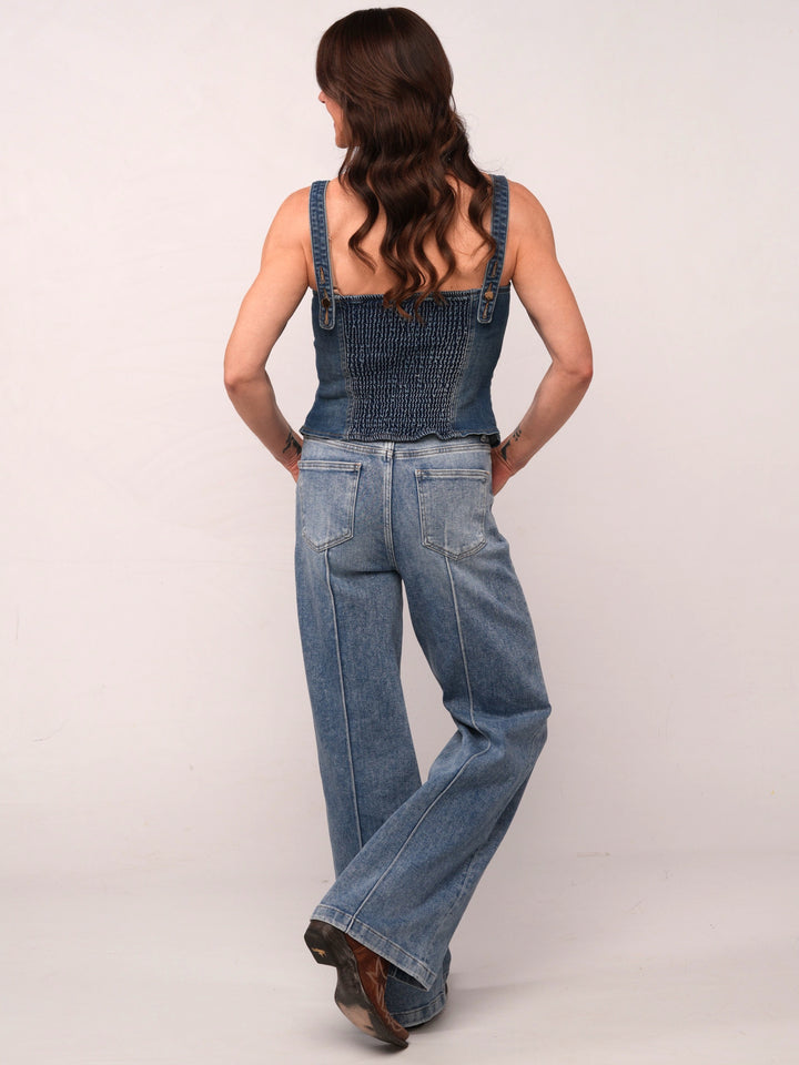 Denim Button Down Corset Tank