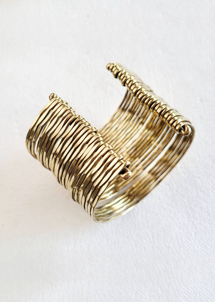 Brass multi layered wire bohemian cuff bracelet