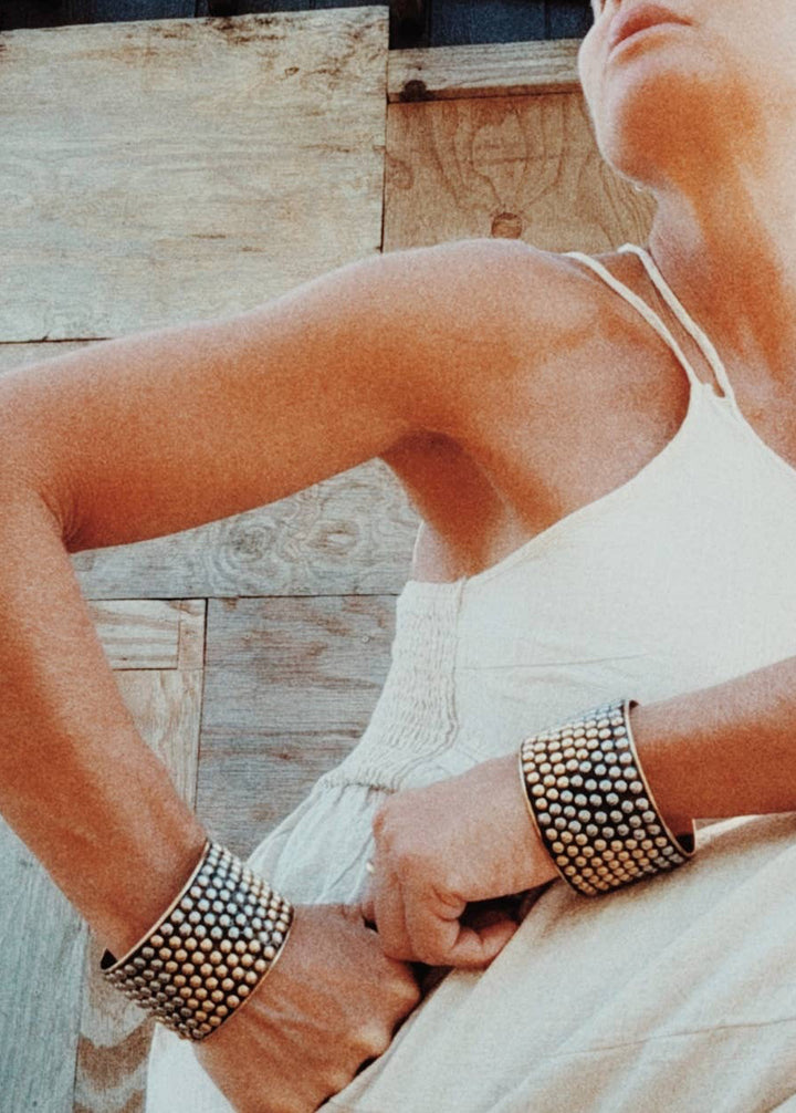 Brass Studded Cuff Bracelet