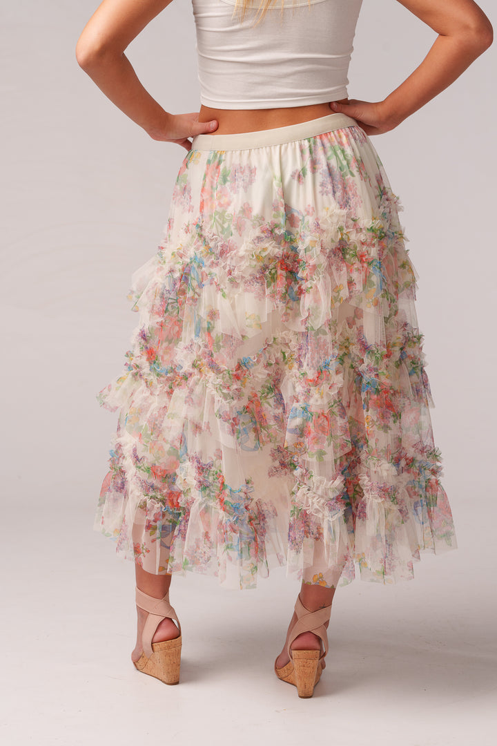 Ruffle Floral Maxi Skirt