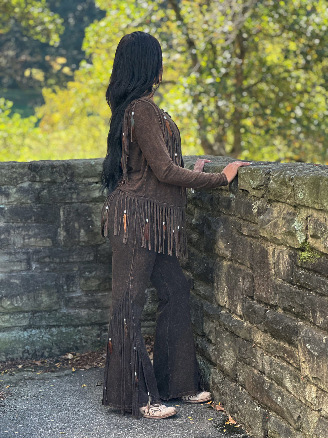 Fringe & Feather Mineral Wash Western Leggings