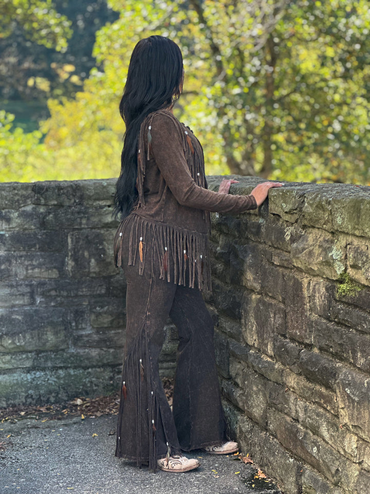 Fringe & Feather Mineral Wash Western Leggings