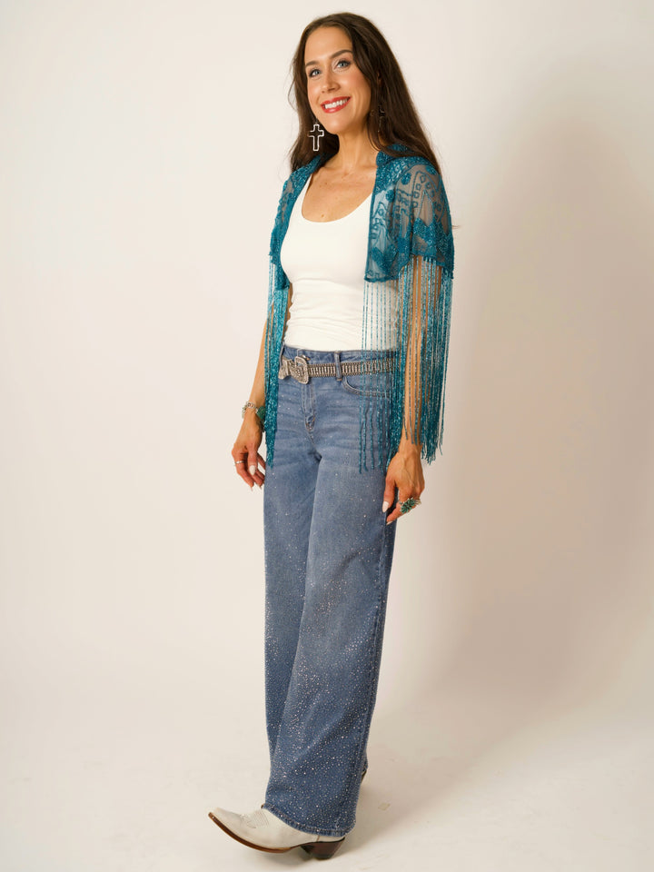 Turquoise Beaded Cape