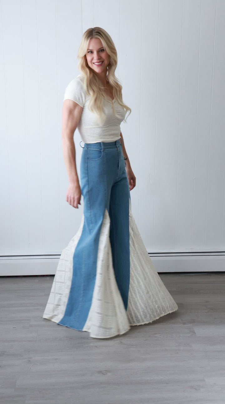 Boho Lace Flare Jeans