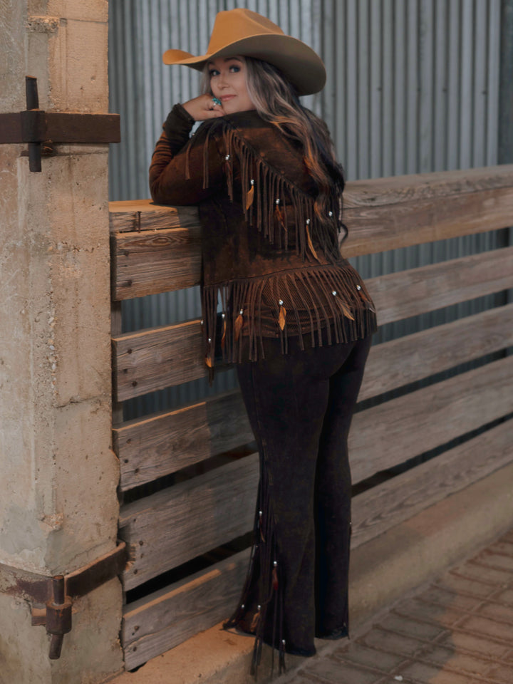 Fringe & Feather Mineral Wash Western Jacket