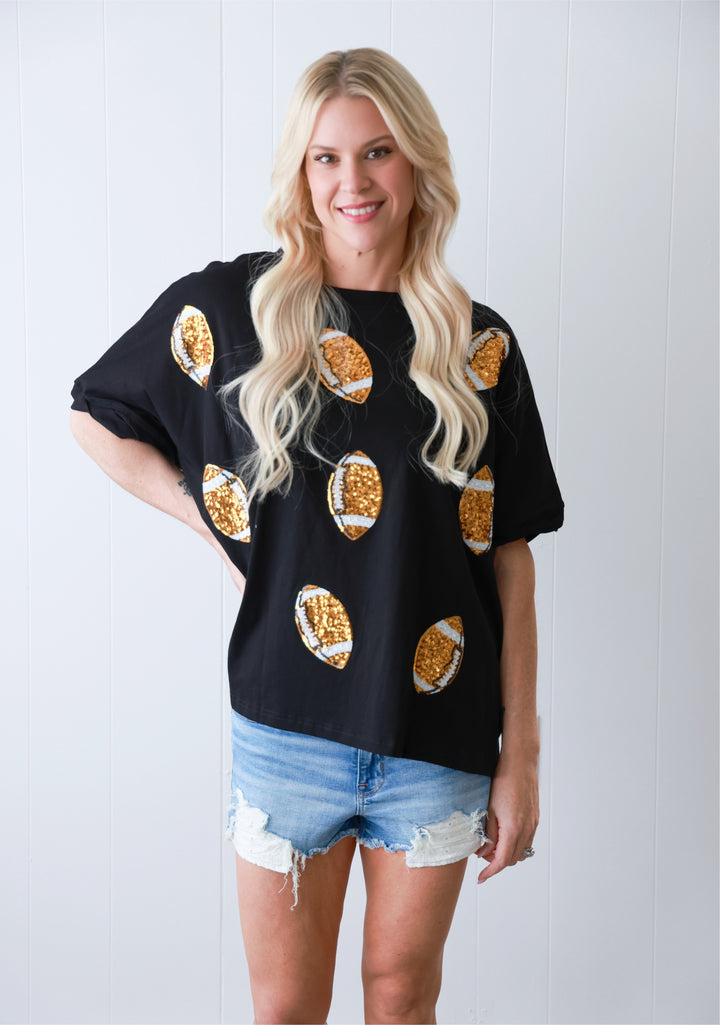 Game Day Sequin Football T-Shirt