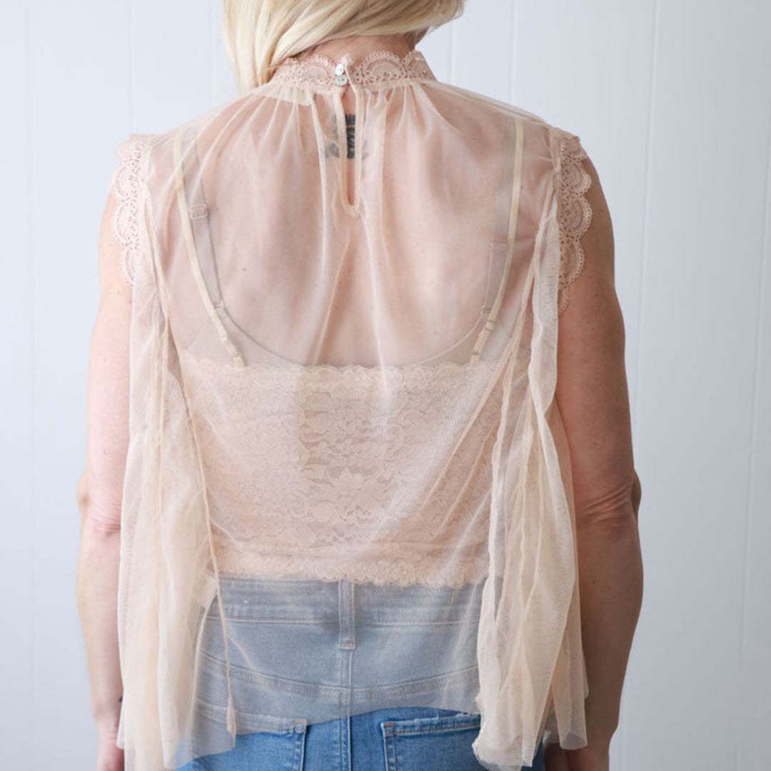 Sheer Bliss Mesh Top with Removable Brami