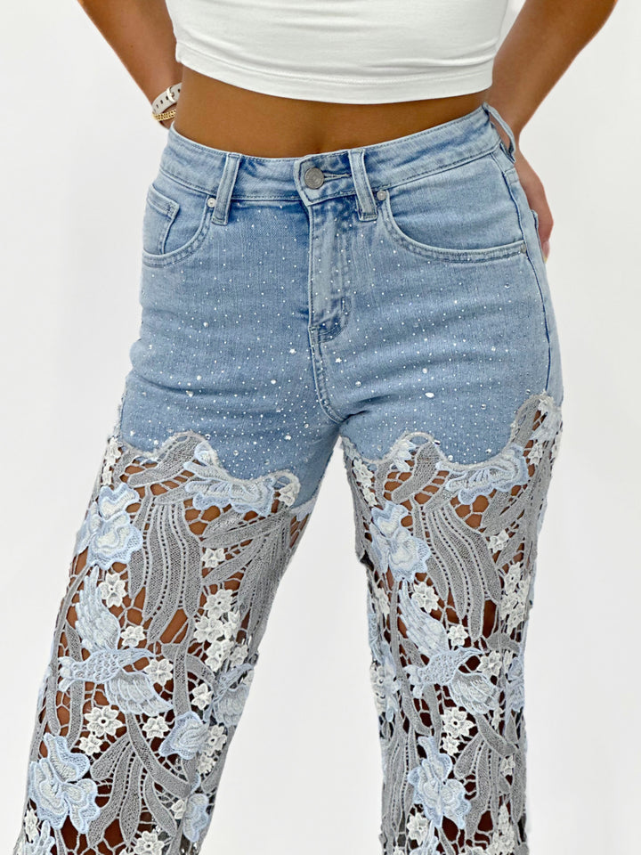 Caroline High Rise Lace Jeans