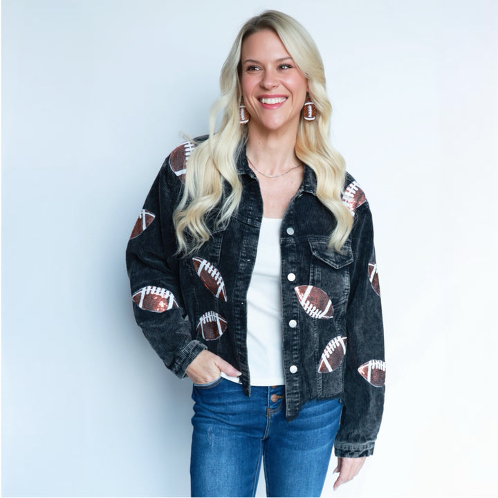 Corduroy Sequin Football Jacket