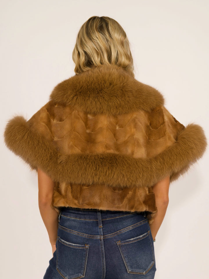 Premium Whiskey Mink & Fox Fur Cape