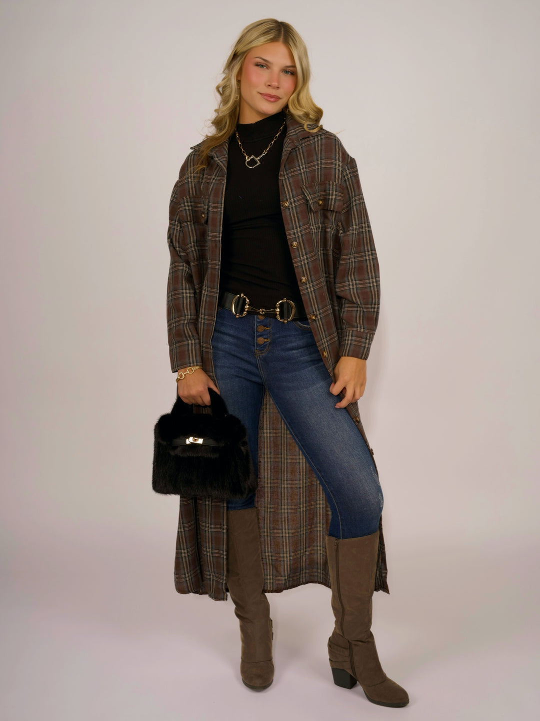 Urban Harvest Plaid Longline Lightweight Jacket