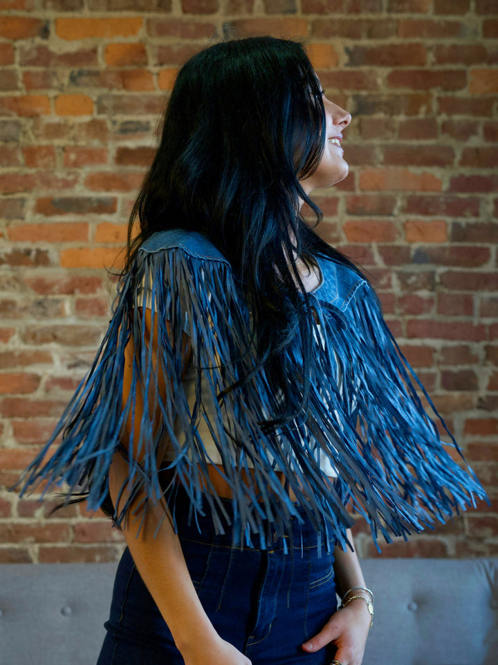Denim Fringe Collar