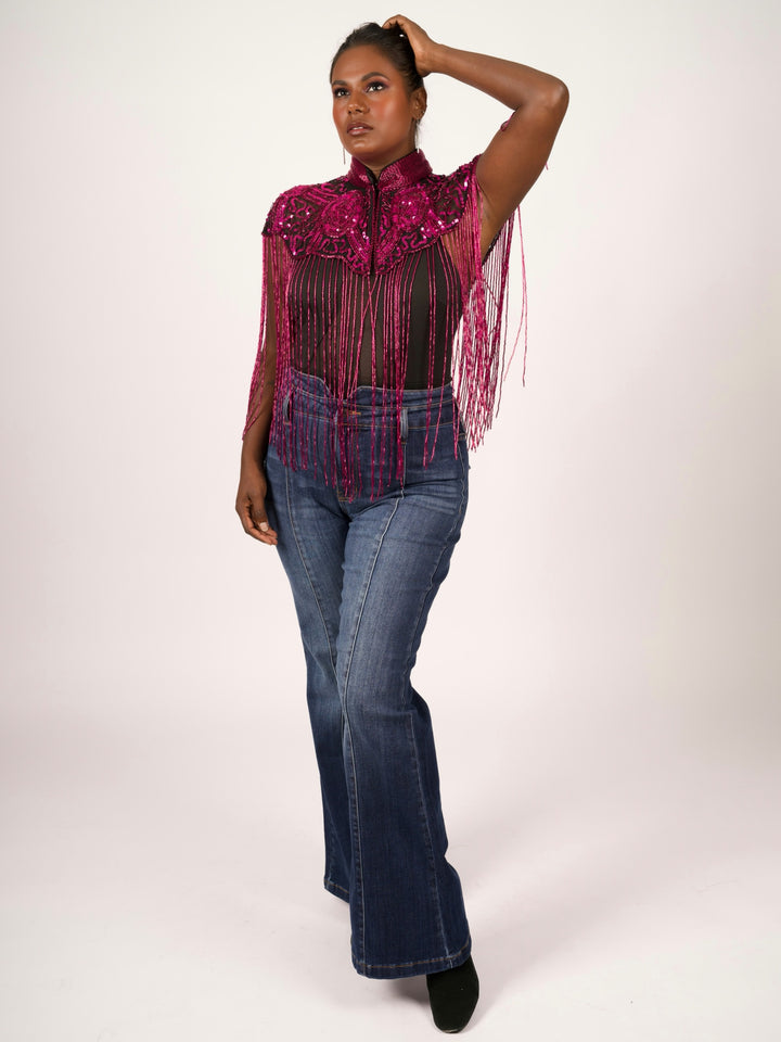 Hot Pink Beaded Cape