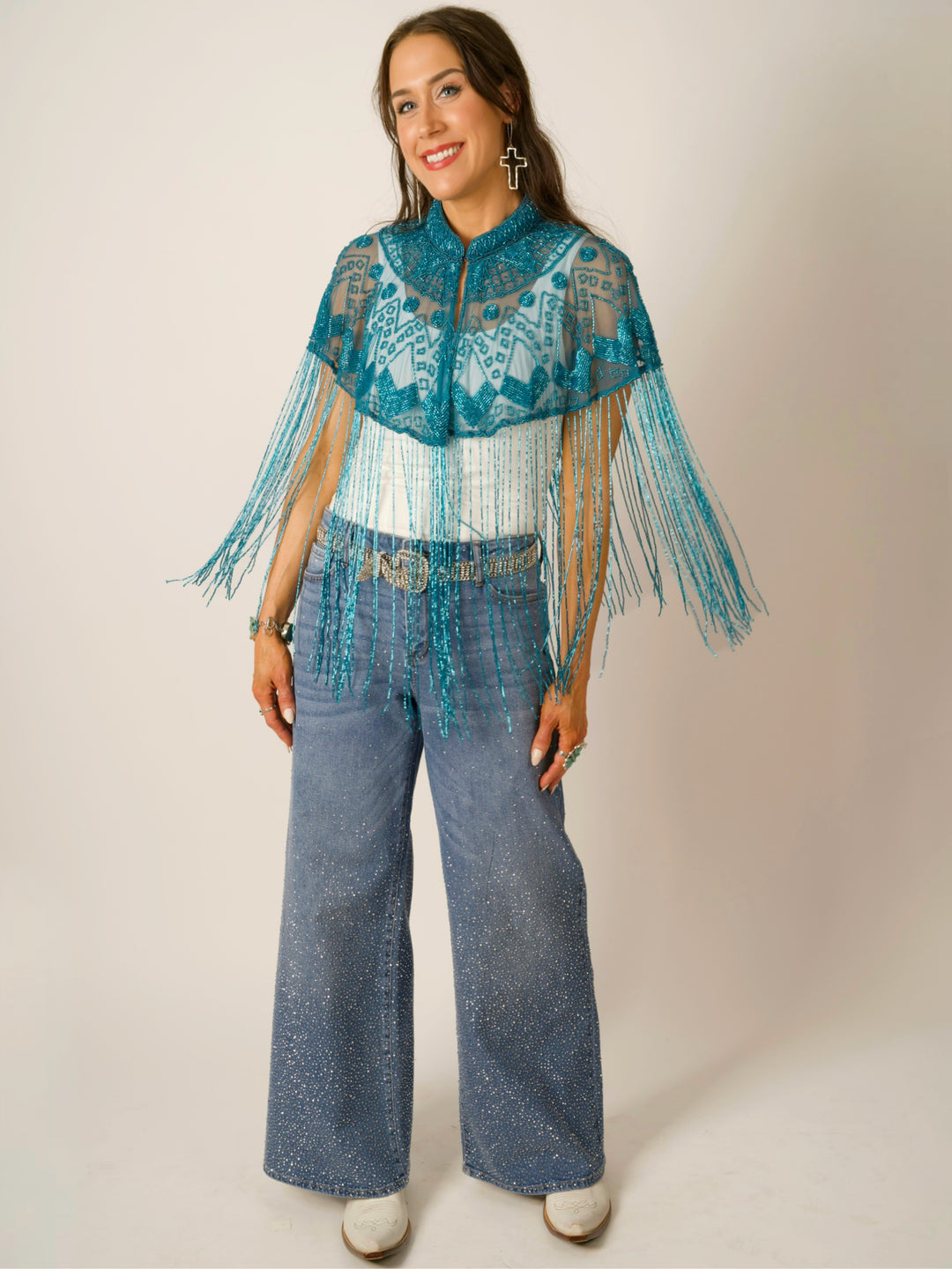 Turquoise Beaded Cape