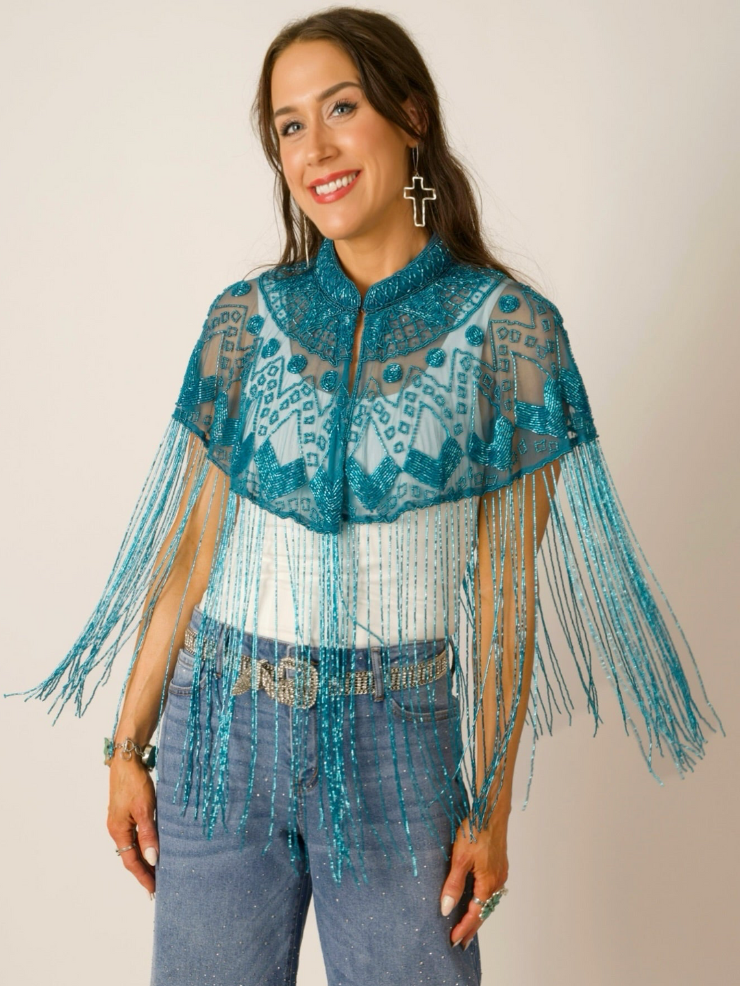 Turquoise Beaded Cape