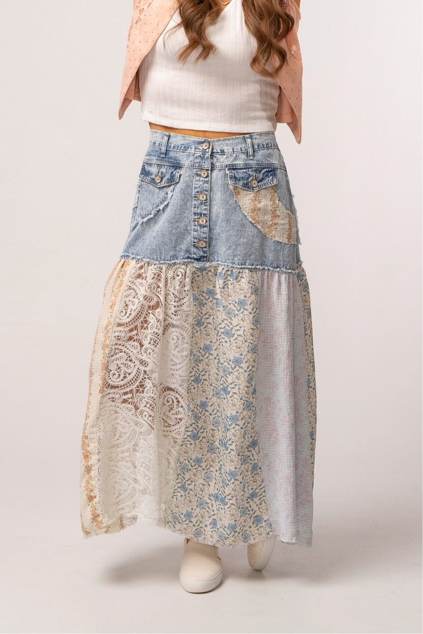 POL Denim Dreamer Maxi Skirt