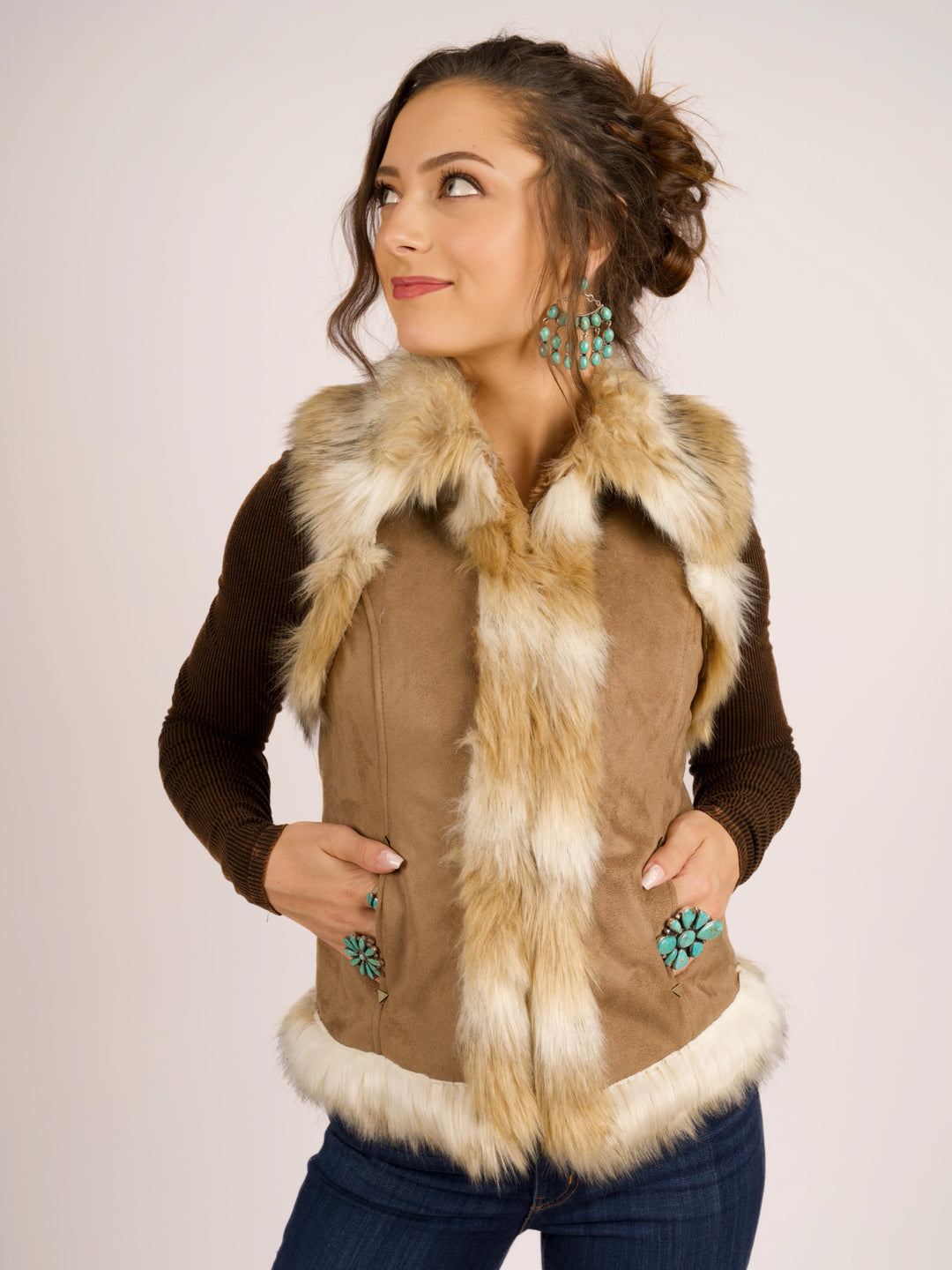Coyote Creek Faux Suede Fur Vest