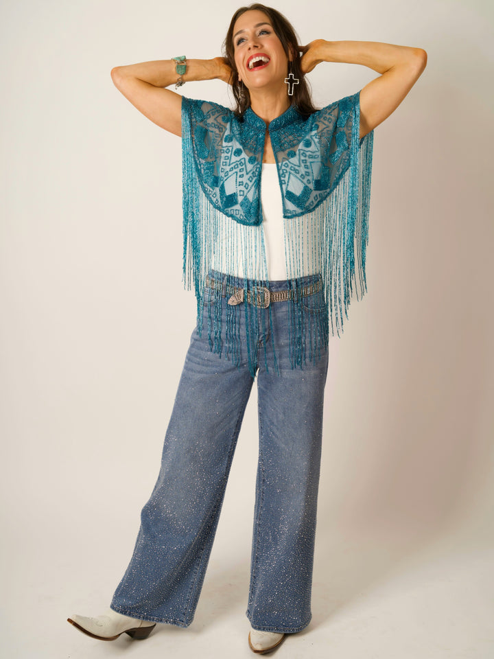 Turquoise Beaded Cape