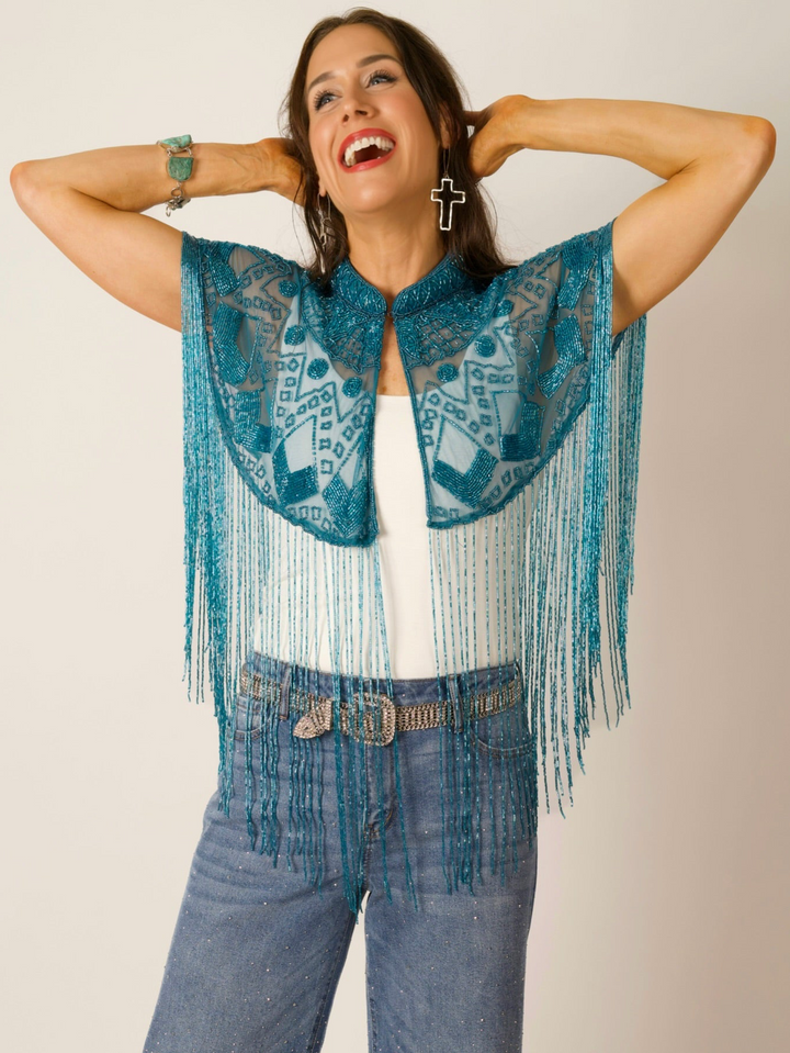 Turquoise Beaded Cape