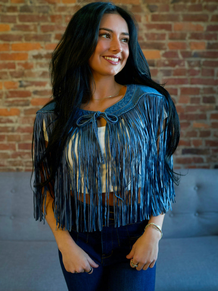 Denim Fringe Collar