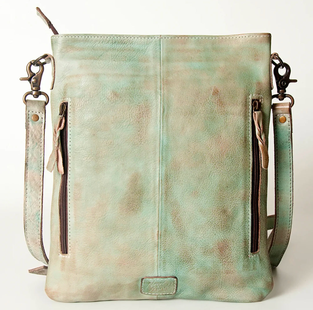 Amelia’s Aqua Leather Crossbody Purse