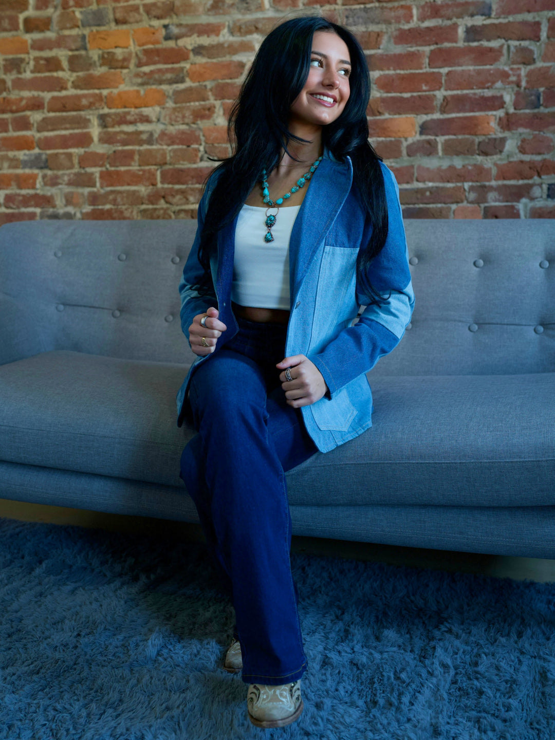 Blue Turquoise Necklace w/ Soldered Turquoise Pendant